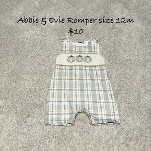 Plaid Romper with Pumpkin Embroidery Size 12m